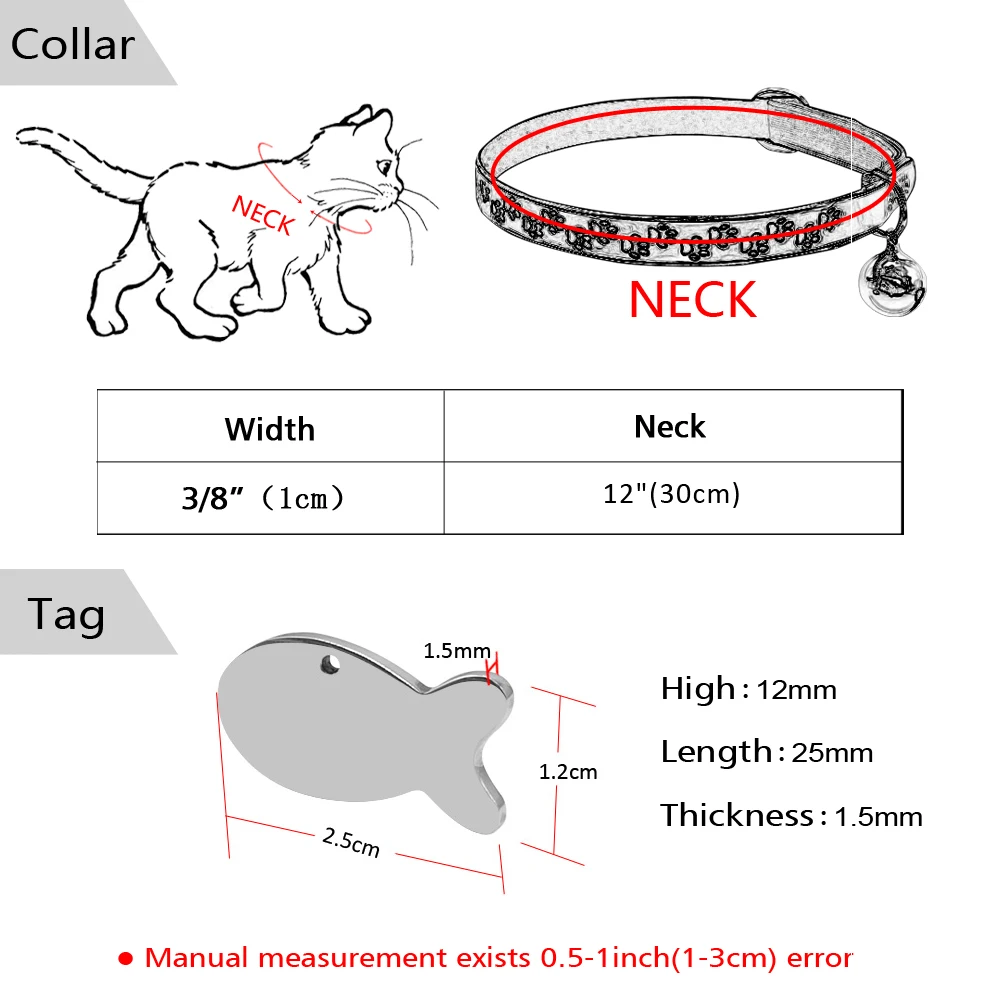 

Customized Fluorescence Cat Collar PU Leather Elastic ID Tag Collars Personalized Puppy Pet Information For Small Medium Cats