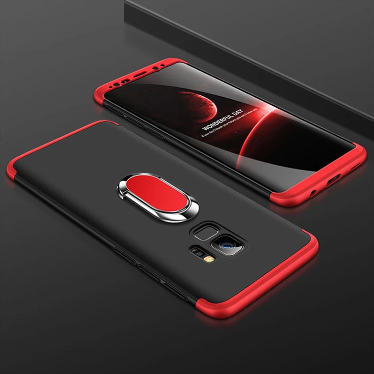 Black and Red Для samsung Galaxy S10 S9 S8 Plus S7 Edge роскошное магнитное кольцо Матовый Жесткий PC чехол для телефона для samsung Galaxy Note 9 8 чехол Fundas - Цвет: Black and Red