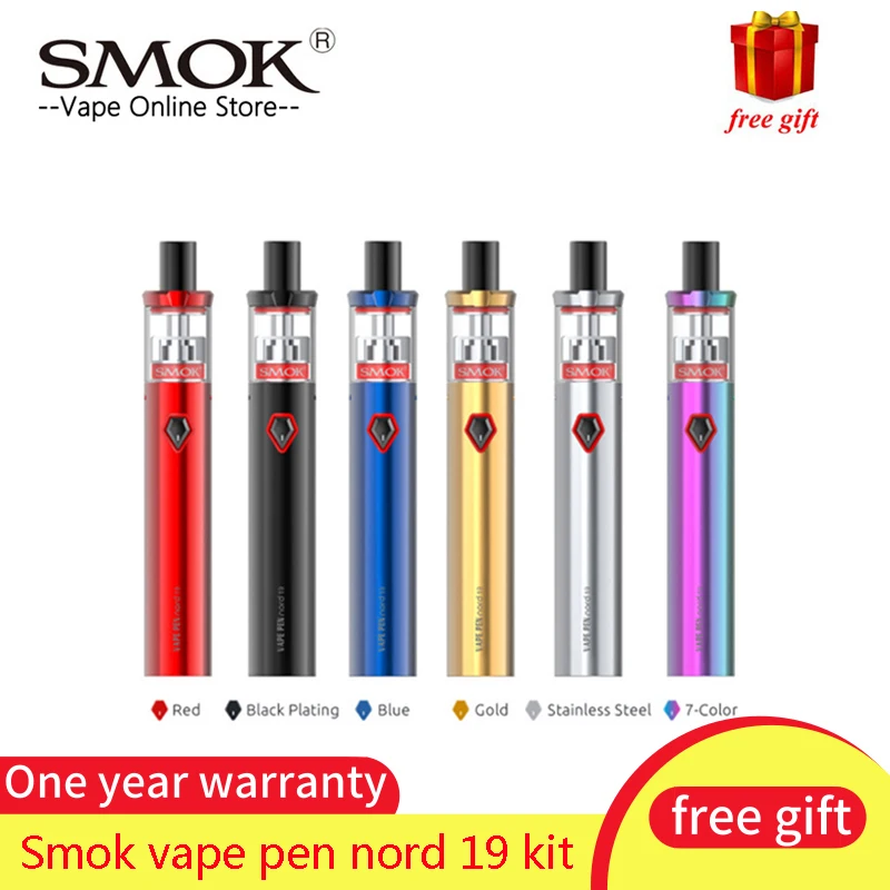 SMOK VAPE ручка Nord 19 стартовый набор 1300 мАч батарея 2 мл распылитель с сеткой 0.6ом