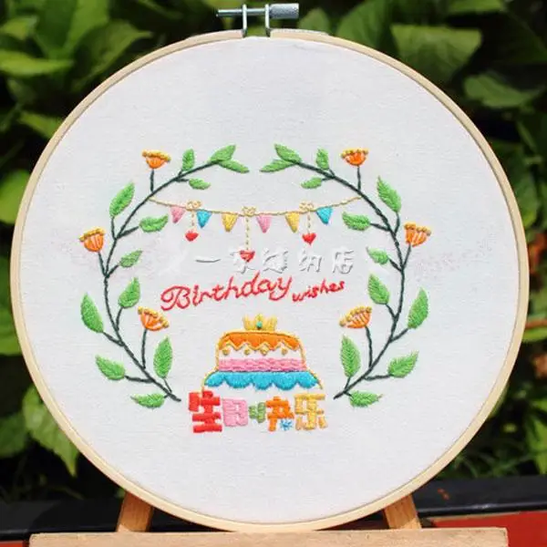 15-20cm DIY лента цветы вышивка набор для начинающих с обручем рукоделие Наборы вышивки крестом серии художественных промыслов Швейные Декор иглы искусство - Цвет: 15-20cm