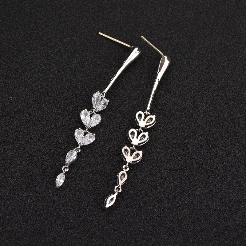 Серьги с инкрустацией из циркония AAA серьги-подвески в форме сердца кристаллами