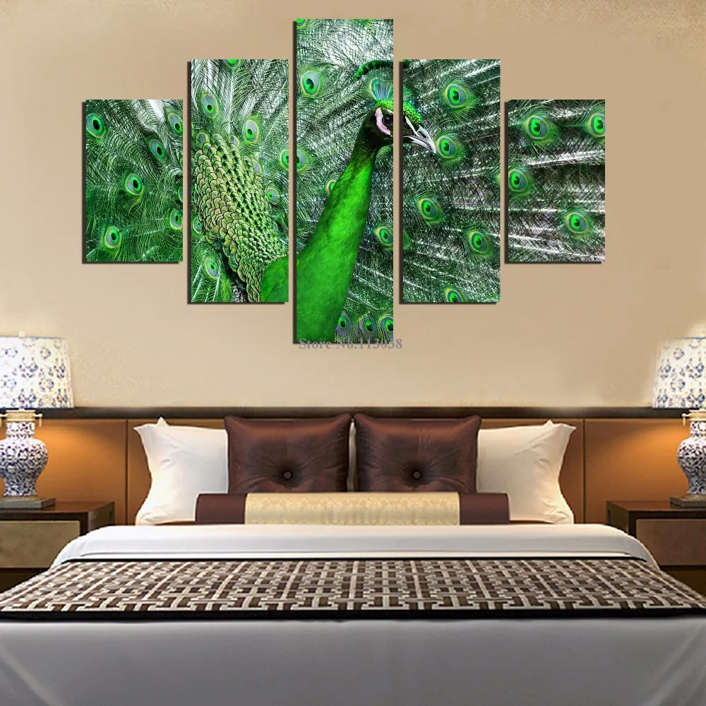 5 шт./комплект картины на холсте Павлин|Рисование и каллиграфия| |