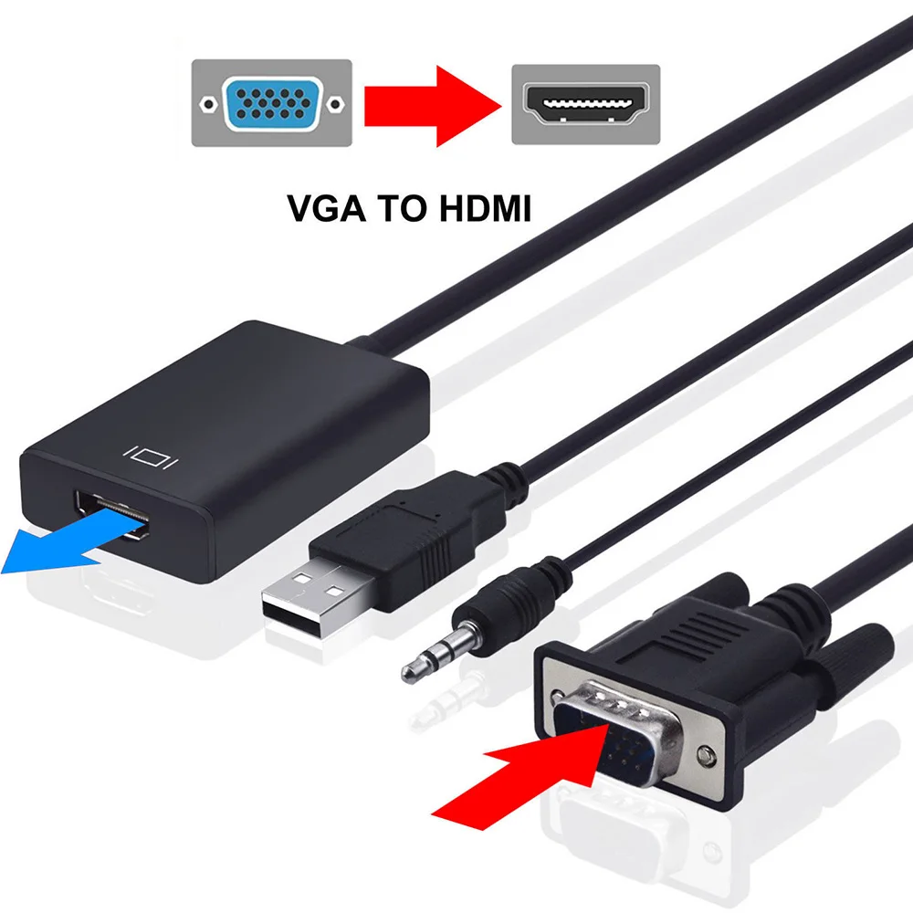 1 шт. аудиопровод VGA папа-HDMI выход 1080P HD + Аудио ТВ AV TV видео кабель-преобразователь