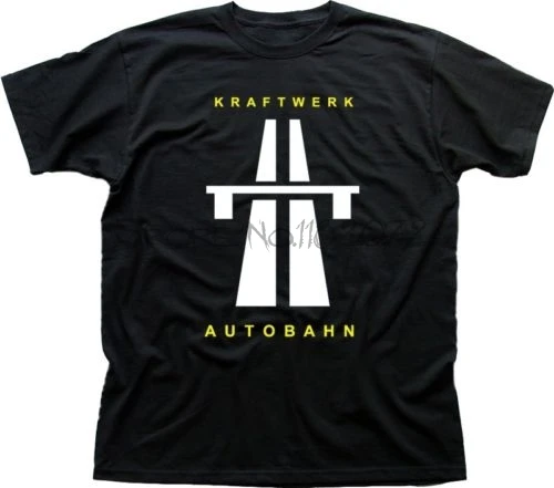 Мужская летняя футболка KRAFTWERK AUTOBAHN в стиле ретро, черная хлопковая Футболка с принтом