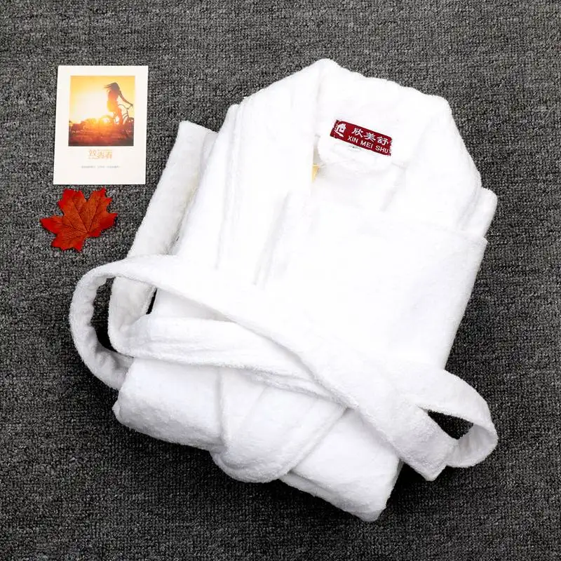 Bathrobe Men Luxury Winter Thick Cotton Long Bathrobe Men's Women's Homewear Towel Fleece Male Sleepwear Lounges Pajamas White