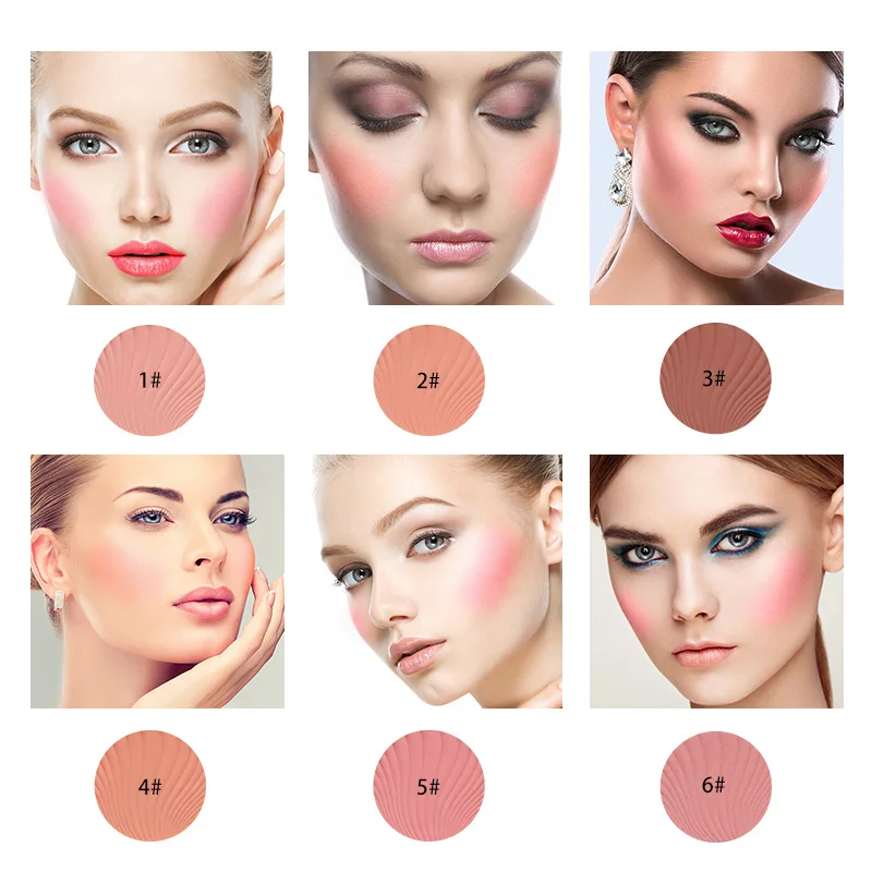 6 цветов, минеральные пигментные Румяна для лица, стойкие румяна, пудра Brozer Cosmestics, профессиональная палитра, румяна, контурные тени