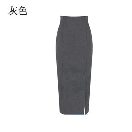 Женская шерстяная юбка карандаш с высокой талией повседневная облегающая