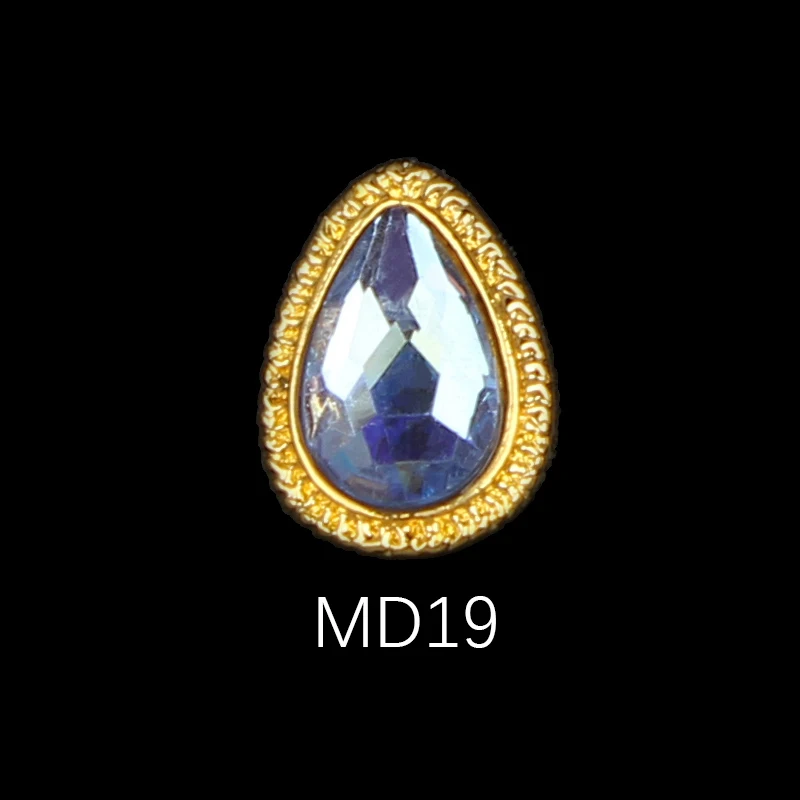 MD19 Korea Trend Nail Jewelry Style 10/30pcs Latest Metal Bezel Water Drop Stone Design 3D Nail Art Alloy Jewelry - Цвет: MD19