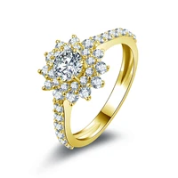 qyi 14k solid yellow gold rings women fashion jewelry round moissanite diamond engagement wedding band ring