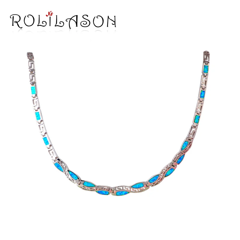

Уникальный дизайн, голубой опал, штампованное серебряное ожерелье, новое модное ожерелье-цепочка, подвески, лучший подарок для любимой женщ...