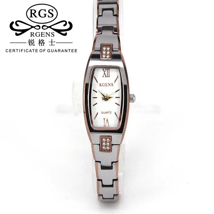 Роскошные Брендовые женские часы RGENS Кварцевая Вольфрамовая сталь квадратные