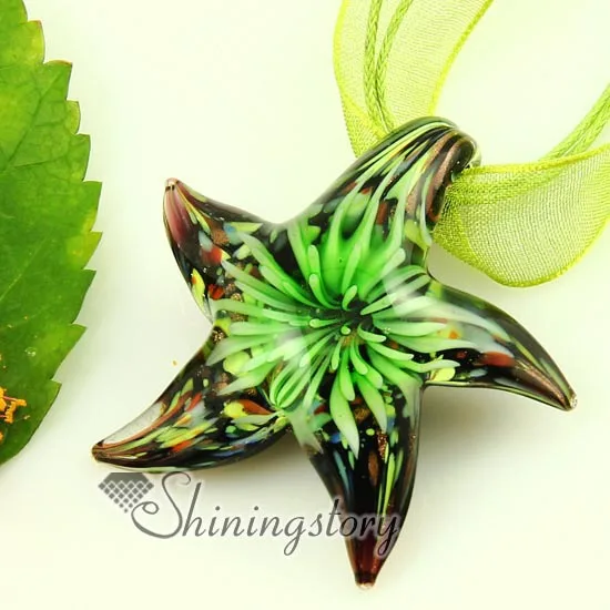 Подвески из муранского стекла в виде морской звезды и цветка|glass pendant bottles|pendant