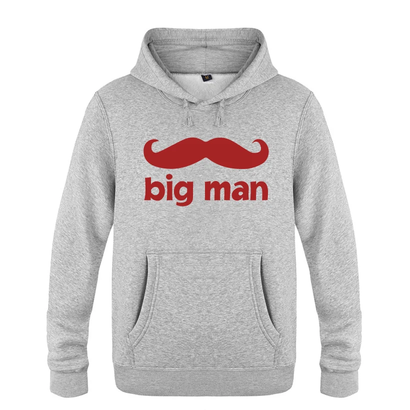 

Mustache Big Man Fathers Day Gift Sweatshirts Men 2018 Mens Hooded Fleece Pullover Hoodies