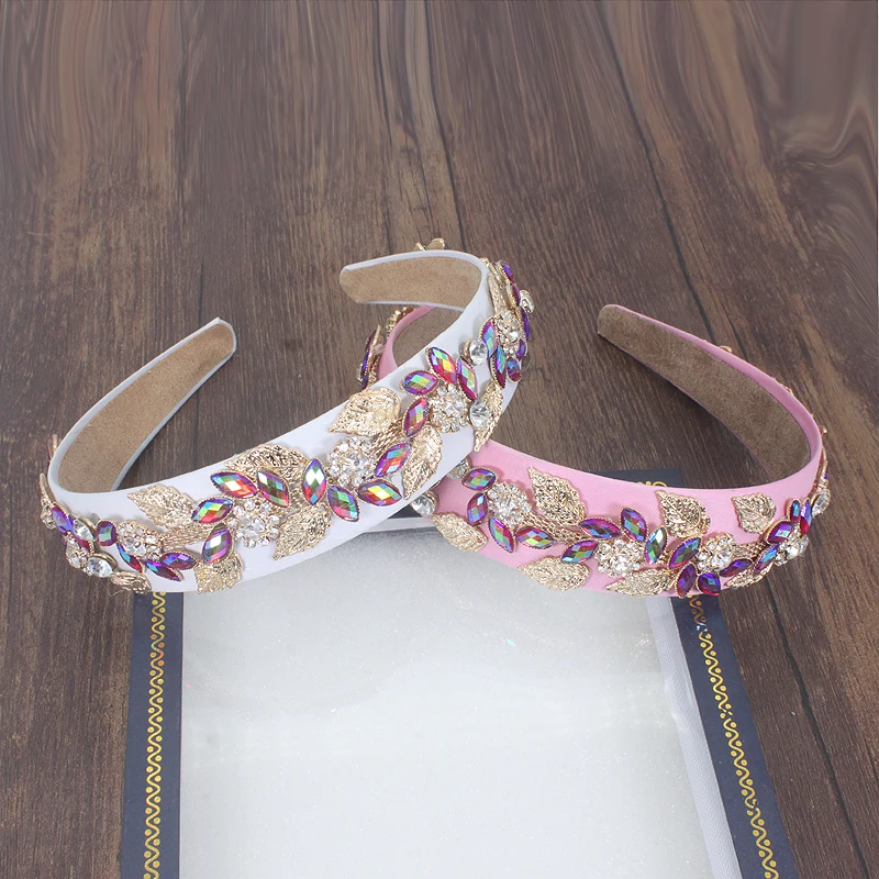 Женская повязка на голову с листьями и кристаллами из медного сплава | Украшения