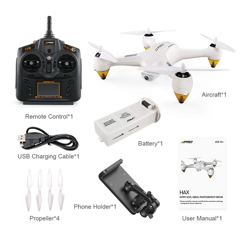 Радиоуправляемый квадрокоптер JJRC JJPRO X3 HAX бесщеточный Двойной GPS WIFI FPV w/1080 P HD RTF VS