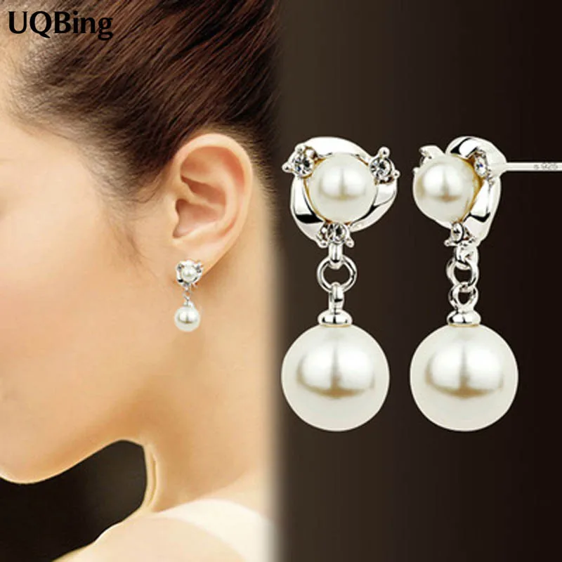 

Fashion 925 Sterling Silver Simulated Pearl Stud Earrings Jewelry Pendientes Brincos Fashion Jewelry Drop Shipping