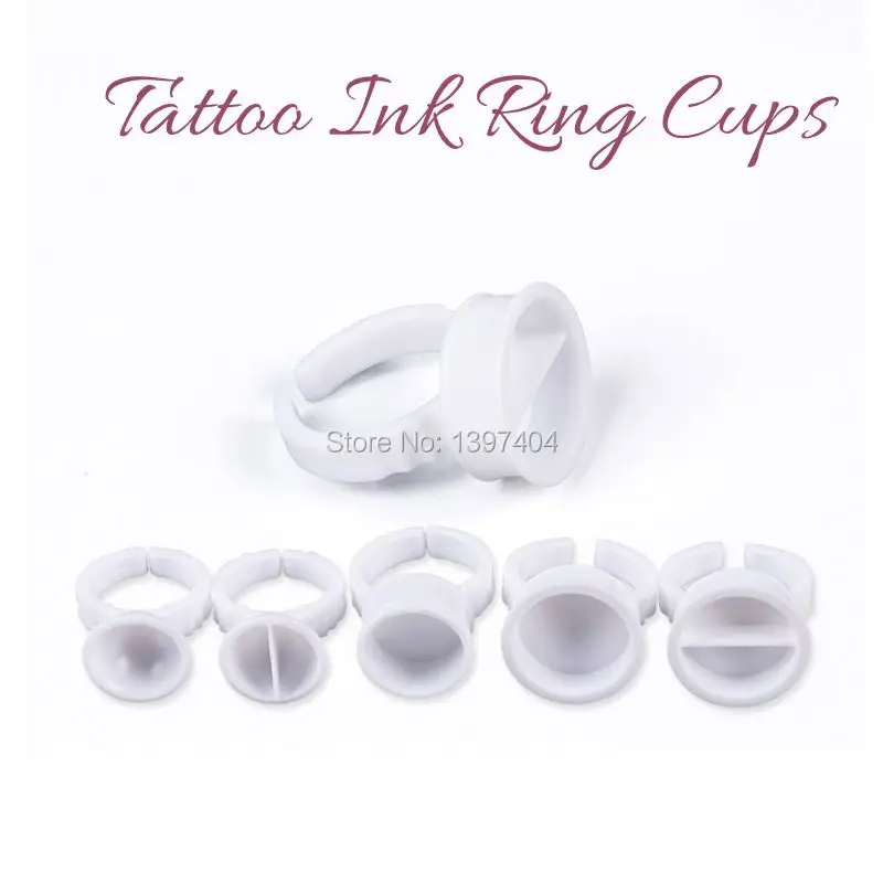 100pcs Plastic Tattoo Ink Ring for Eyebrow Permanent Makeup All Sizes white Holders accessory tattoo supply | Красота и здоровье