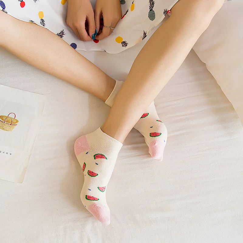 Женские короткие носки женские низкие Носки с рисунком арбуза весенне-летние