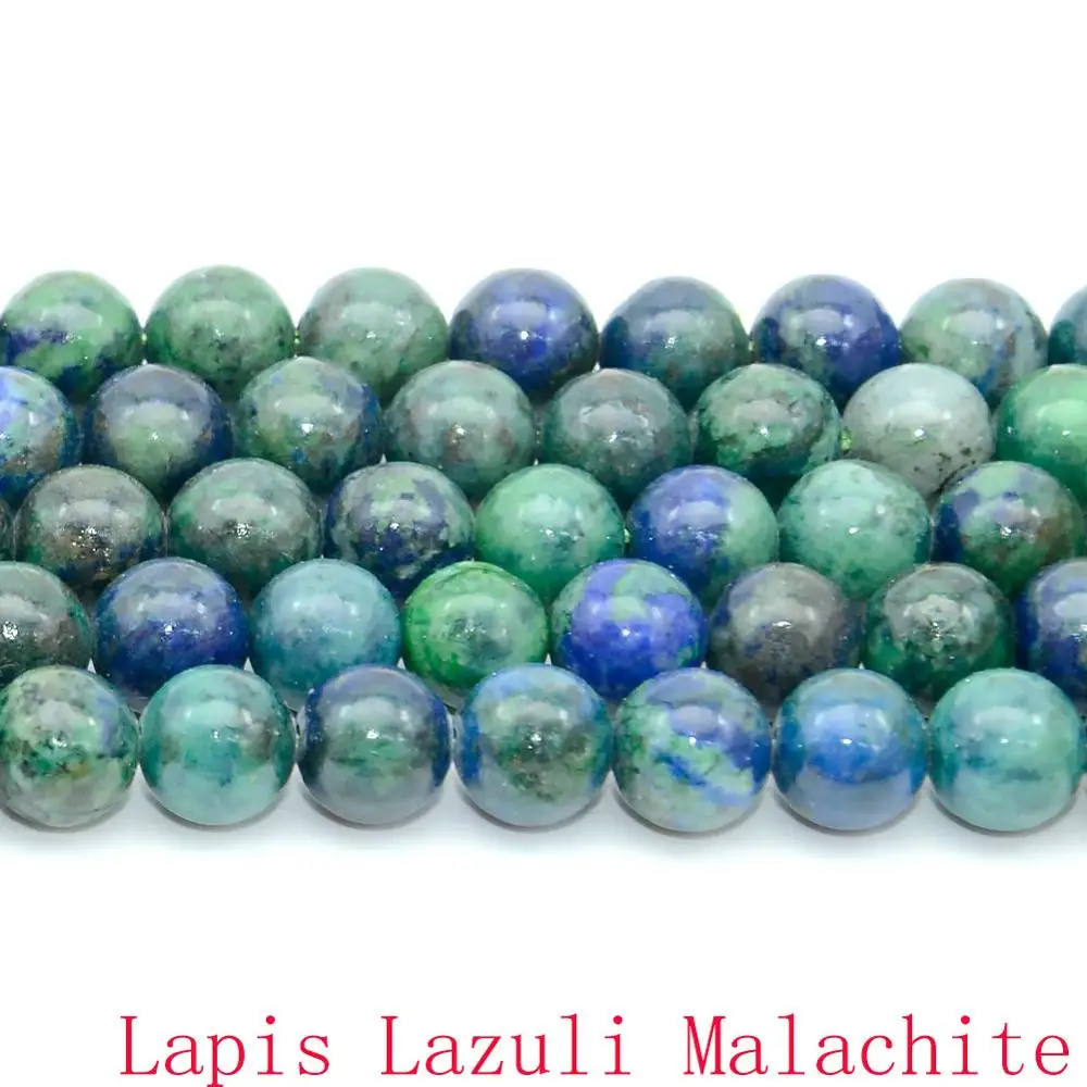 Lapis Lazuli Malachi Натуральные круглые бусины, черные, сумасшедшие Агаты, лабрадорит, бирюза, содалит, камни, бусины для изготовления ювелирных изделий - Цвет: Lapis Lazuli Malachi