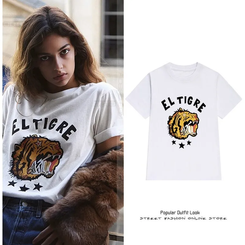 2018 New Fashion Cotton T-shirt Women Animal Tiger Printing T Shirt Tops Casual Tee Femme Woman Clothing | Женская одежда