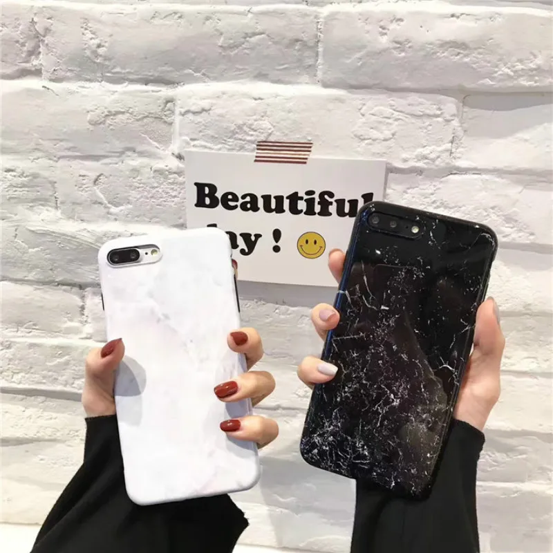 POBLU Luxury Marble Case for iPhone X XS Fashion IMD Matte Scrub Soft Back Phone Cover 6s 7 8 Plus TPU Silicone |