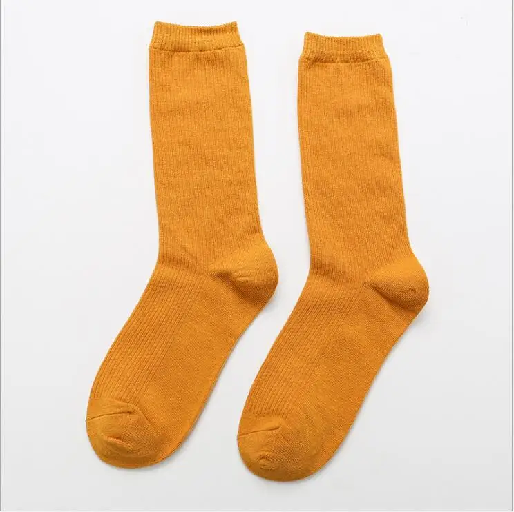 Women long cotton socks high tube lovely soft short sock breathable sweat-absorbing casual long vintage socks hosiery - Цвет: Оранжевый