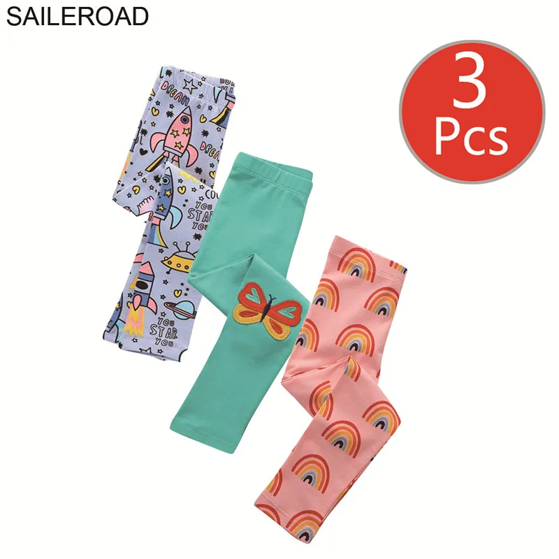 SAILEROAD 3шт леггинсы для девочек животных единорог леггинсы для детей брюки карандаш 7 лет дети брюки осень детская одежда