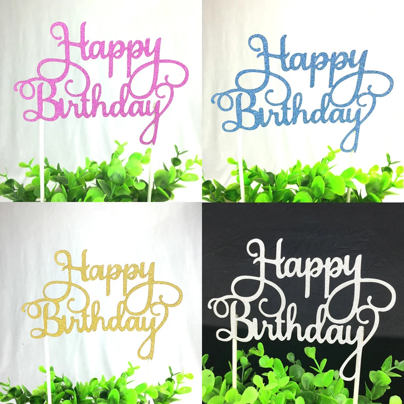 1 шт. многоцветные кекс торт Топпер С Днем Рождения флажки для торта двойная палка