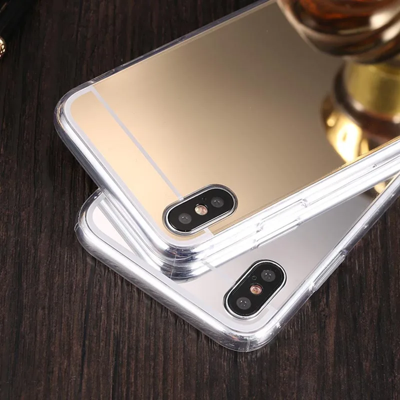 Мягкий силиконовый зеркальный чехол для iPhone 5 5S SE 6 6S 7 8 Plus X XR XS Max Роскошный