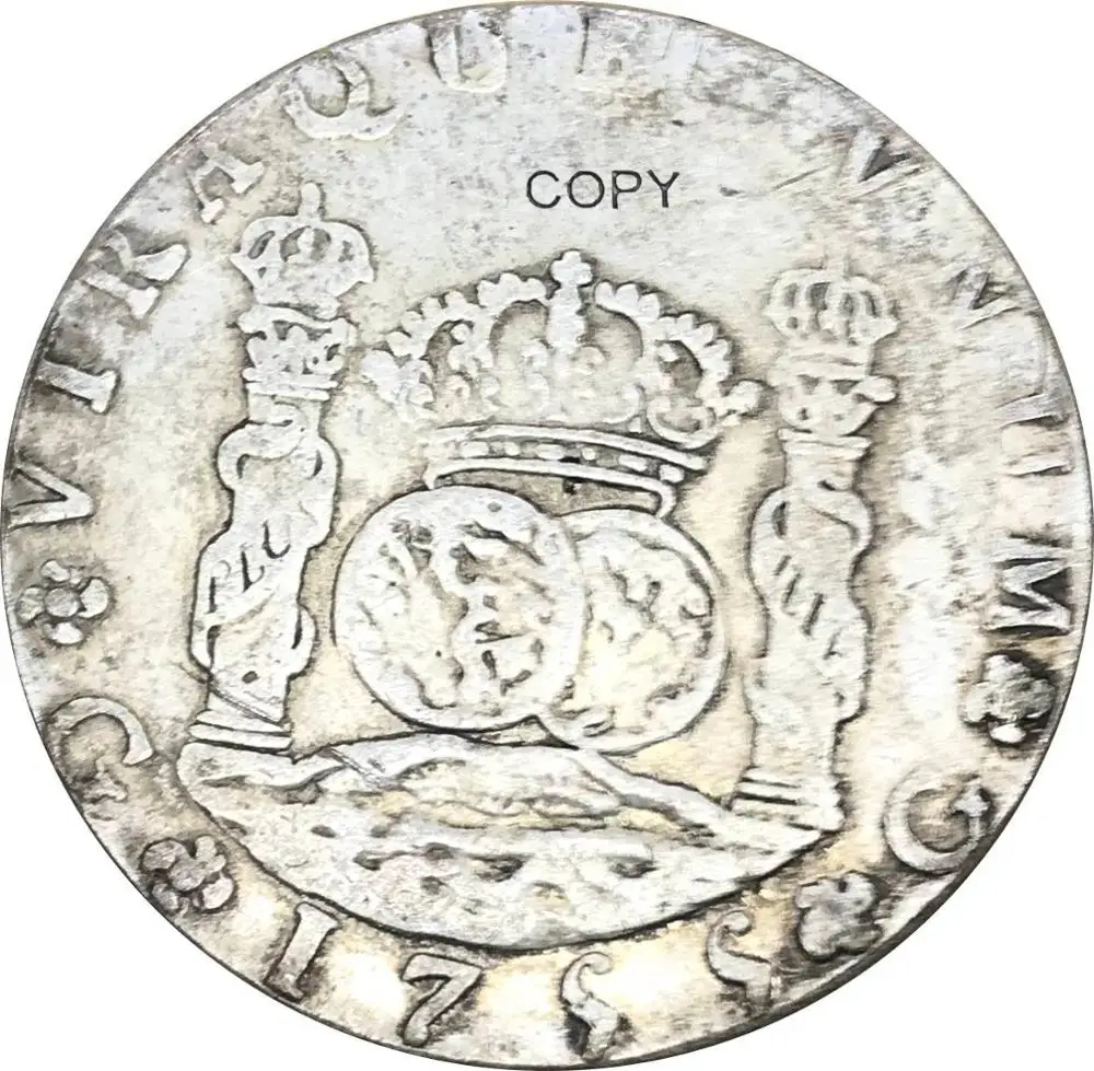 Peru Ferdinand VI 8 Reales 1755 лм JM медная Посеребренная копии монет|Безвалютные монеты| |