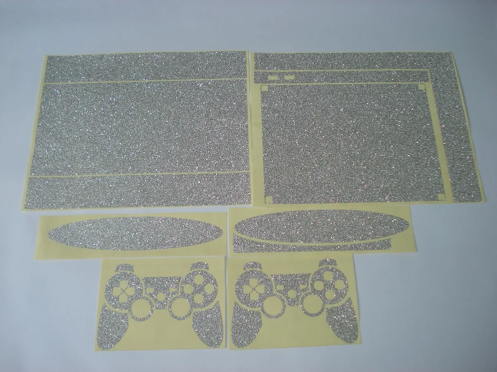 Блестящая серебряная блестящая наклейка для Sony PS3 Super Slim 4000 и 2 контроллера