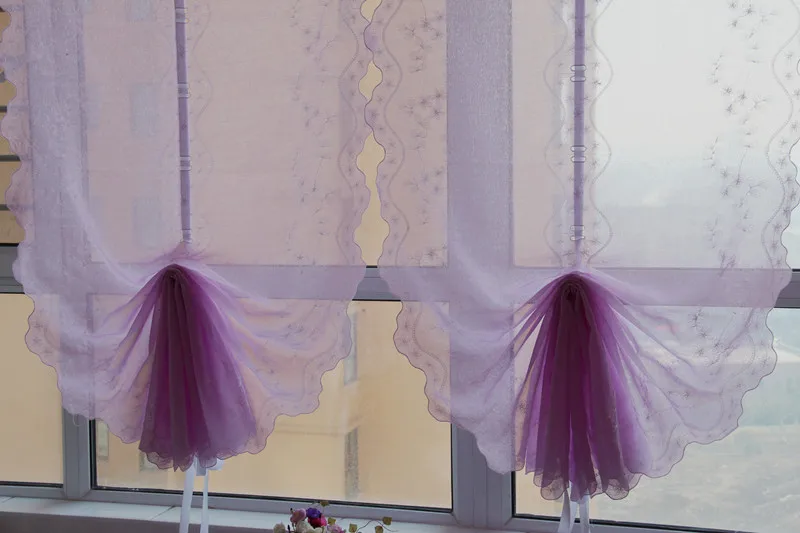 Романтические фиолетовые вышитые занавески с воздушными шарами вуаль шторы