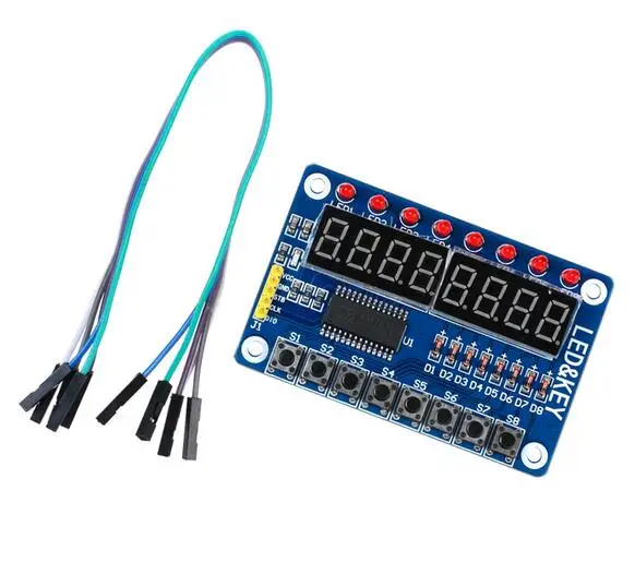 5 шт. 8-битный цифровой светодиодный модуль TM1638 для Arduino AVR с кабелем Dupont |