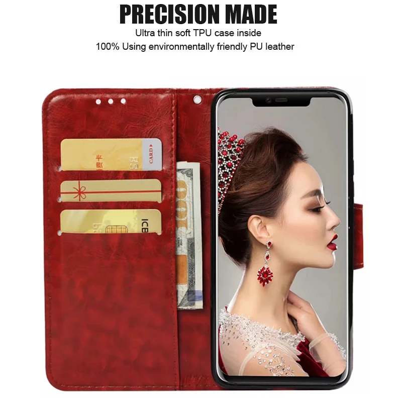 Кожаный чехол кошелек с откидной крышкой для Huawei Honor 7A Pro 8 Lite 4C 6X Play 7 5C 7X 9i 6C 6A 7S 7C P9