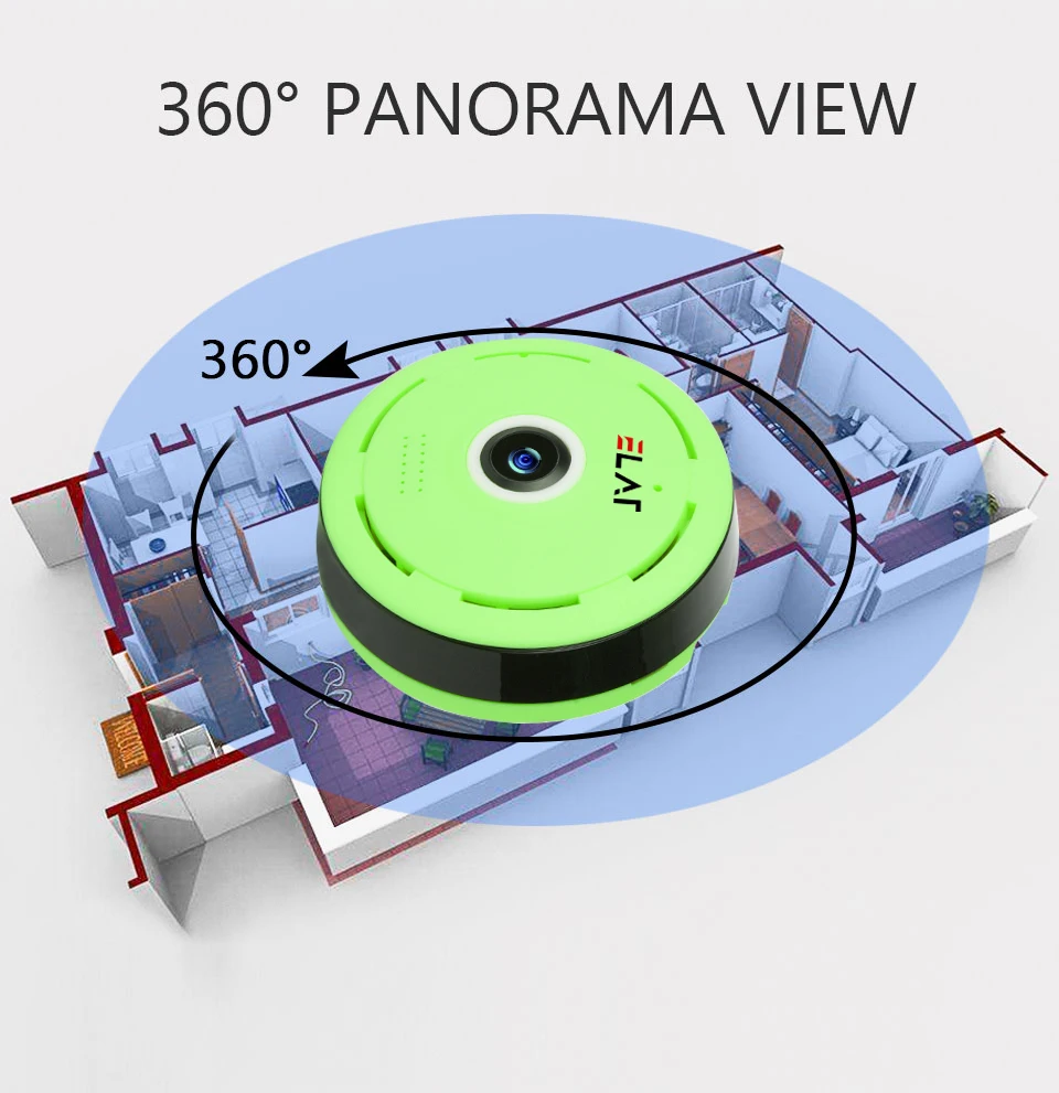 ELAF 360 Degree Panoramic Wireless IP Camera Home Security Surveillance IR Night Vision Motion Detection Alarm Video 960P | Безопасность