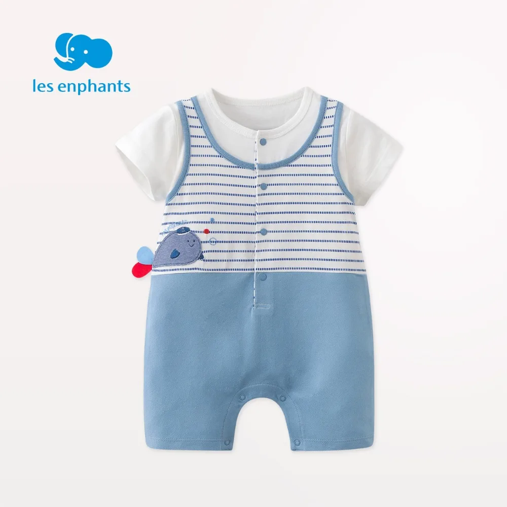 Les enphants для маленьких мальчиков Ropmer устанавливает полосатый короткий рукав
