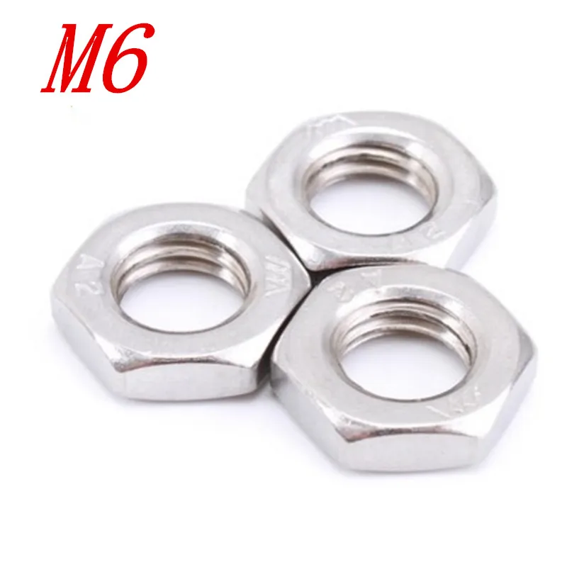 

500pcs M6 DIN439 304 Stainless Steel Hexagonal Nut Thin Hex Nuts