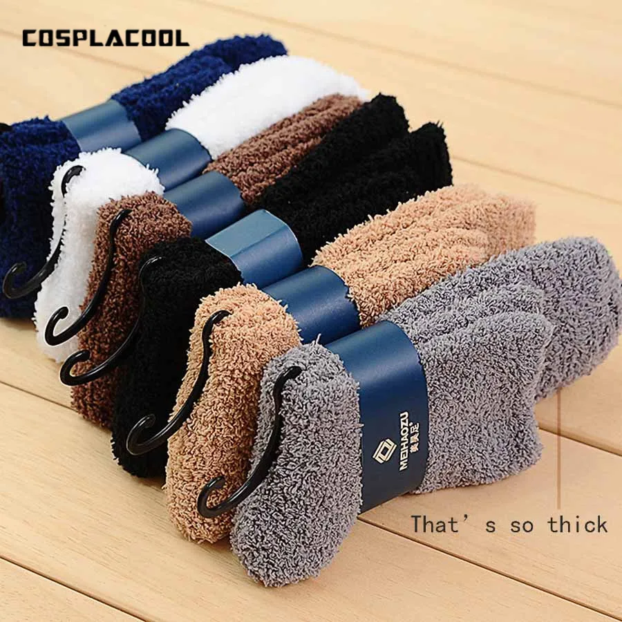 [COSPLACOOL] 1 пара кораллового флиса новые зимние теплые носки мужские Модные harajuku