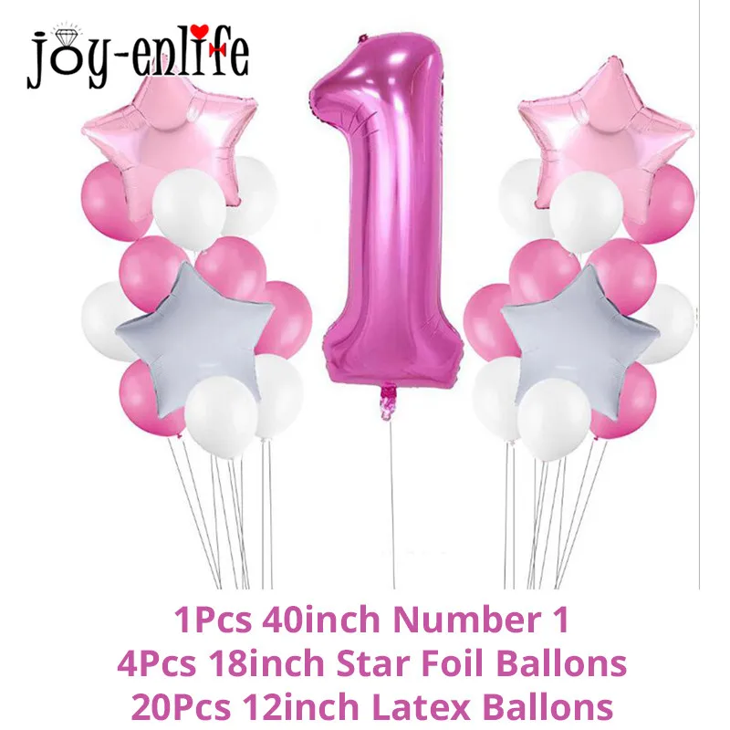 24pcs balloon set Вечерние баннеры на первый день рождения для маленьких мальчиков и девочек, 1 день рождения, 1 год, вечерние баннеры на день рождения - Цвет: 24pcs balloon set