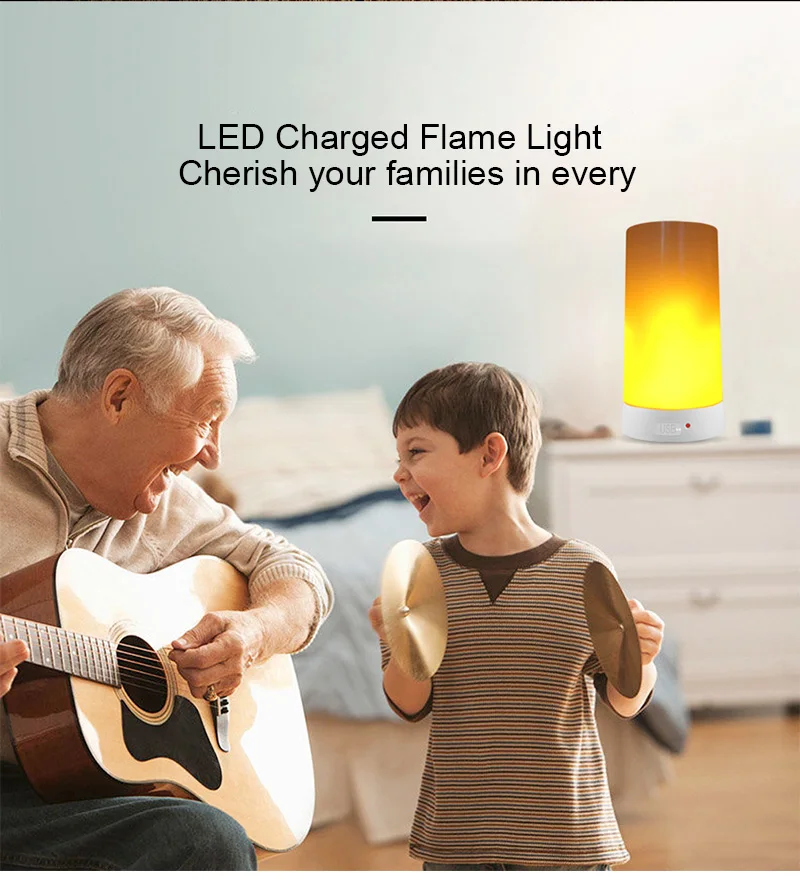 LED Flame Effect Fire Light Bulb USB charged Flickering Decorative Flame Atmosphere mood Lamp Artificial vivid fire party bar l
