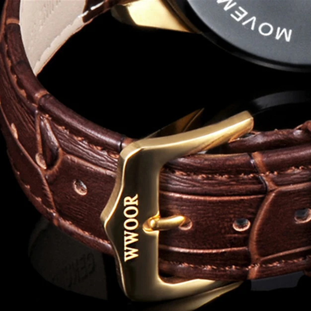 Часы наручные мужские кварцевые с ремешком из натуральной кожи люксовые