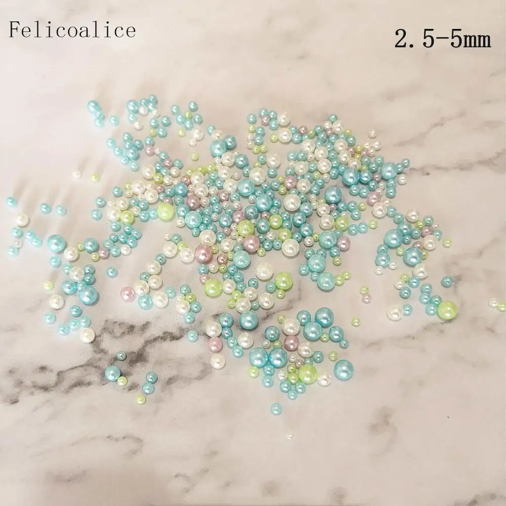 Blue 500pcs 500 шт, 2,5-5 мм, разные размеры, случайная смесь цветов, без отверстий, жемчуг, круглые бусины для рукоделия, украшение для альбома - Цвет: Blue 500pcs