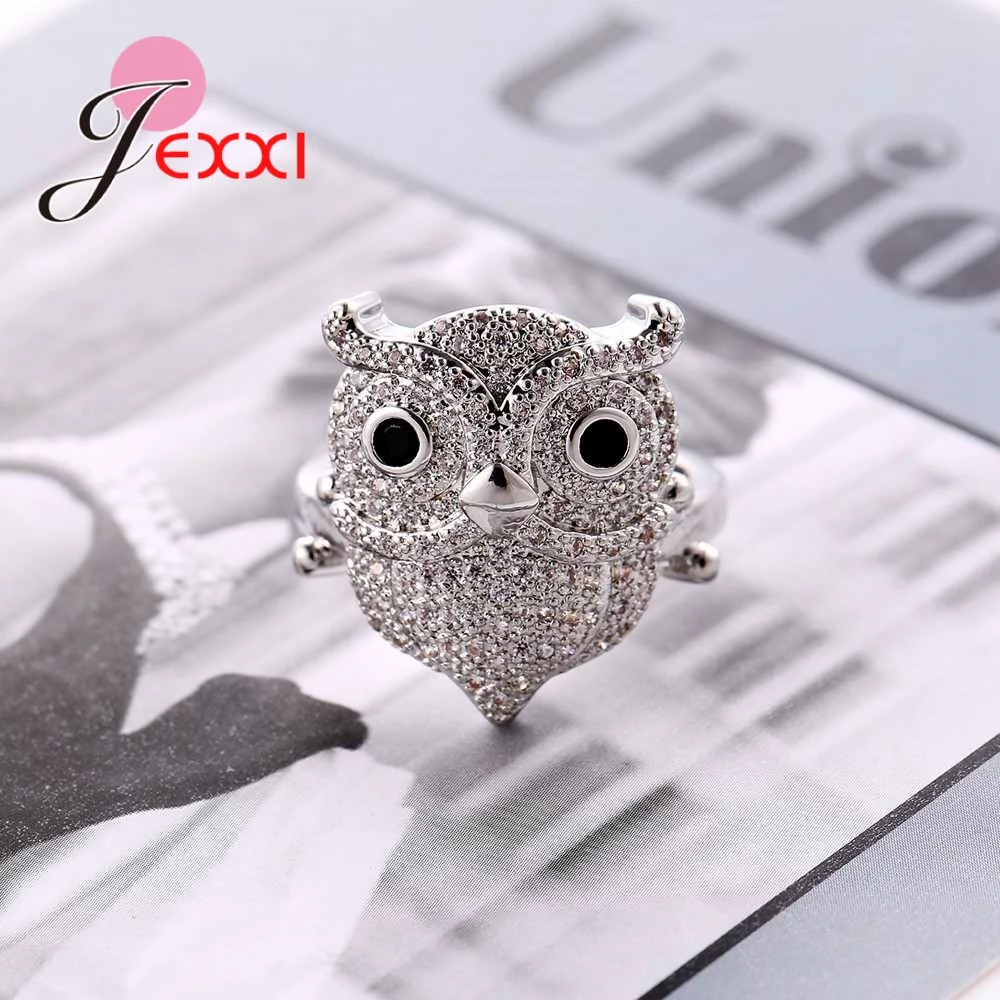 Женское кольцо с фианитом из серебра 925 пробы|crystal rings for women|owl ringcrystal ring |