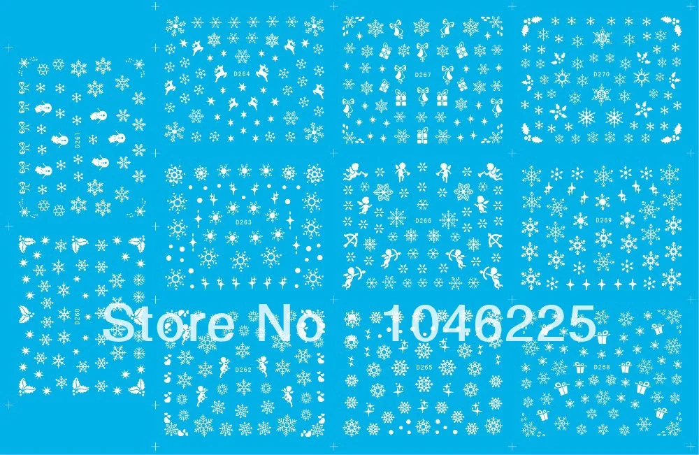 

Promotion 2021 DIY Fashion Watermark Nail decals Hot Sale White Christmas Snowflake Winter Nail Art Sticker 20pcs