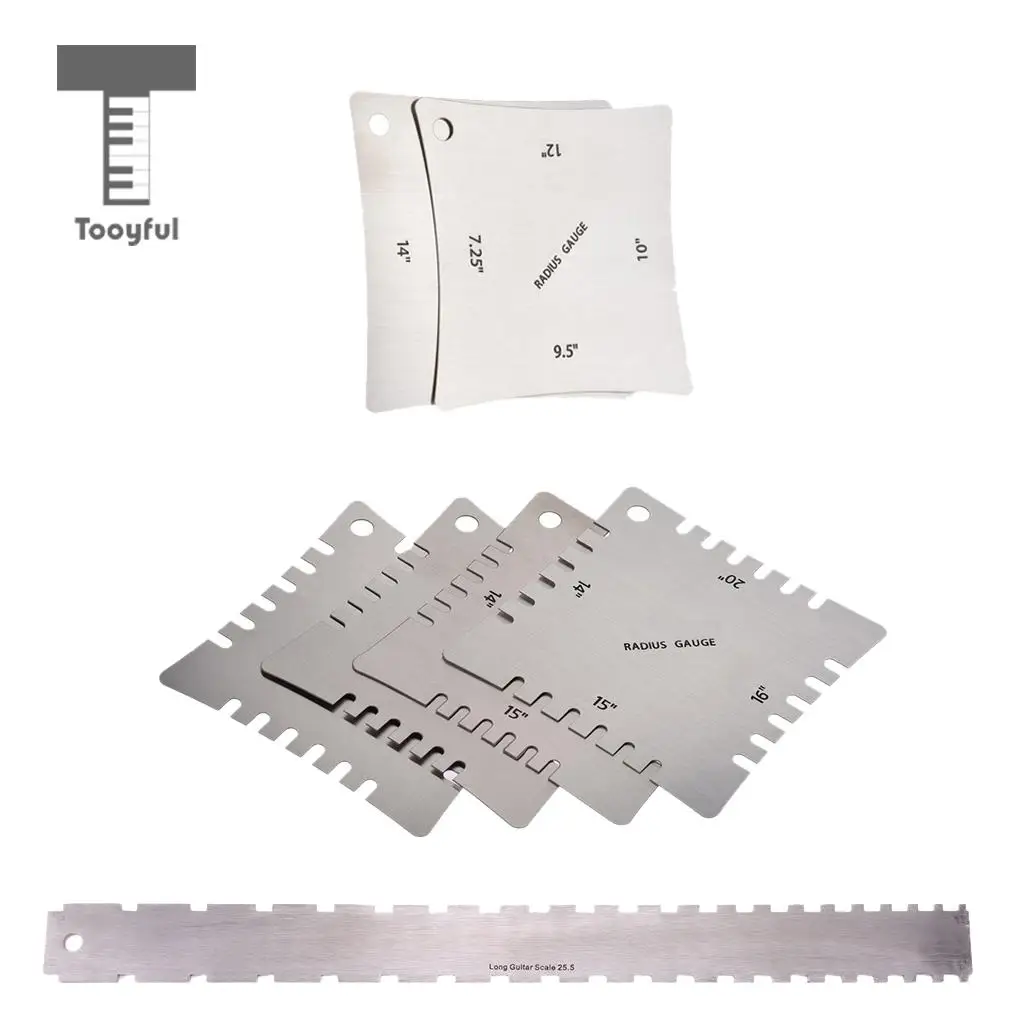 Tooyful нержавеющая сталь 1x Fretboard линейка с 6x радиусом измерительные приборы для