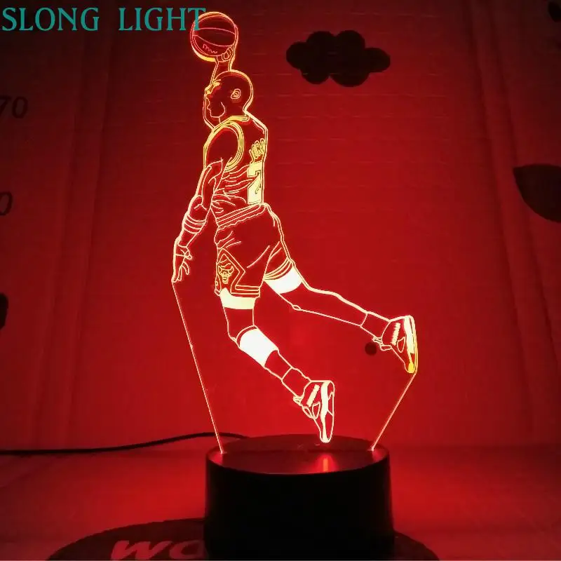 Настольная лампа Air Jordan Slam Dunk 3D иллюзия USB детский Ночной светильник в подарок прикроватный AJ светодиодный ночной Светильник Майкл Джордан аксессуары