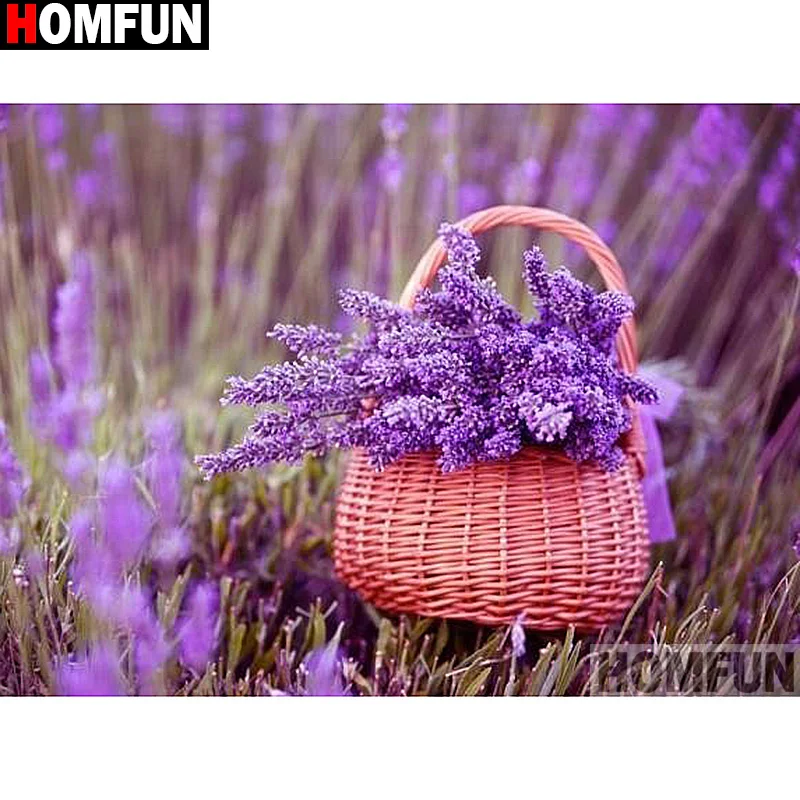 Алмазная живопись HOMFUN фиолетовый цветок алмазная вышивка с полными