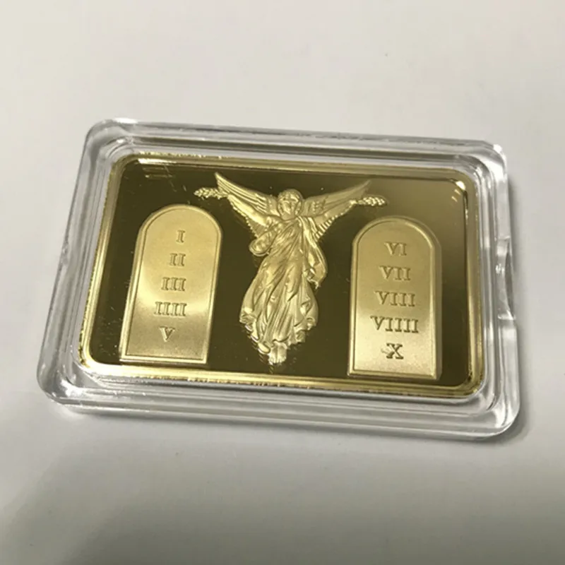 50 шт в наборе Немагнитный Иисус заповеди монета 1 OZ 24K покрыло покрытием слиток