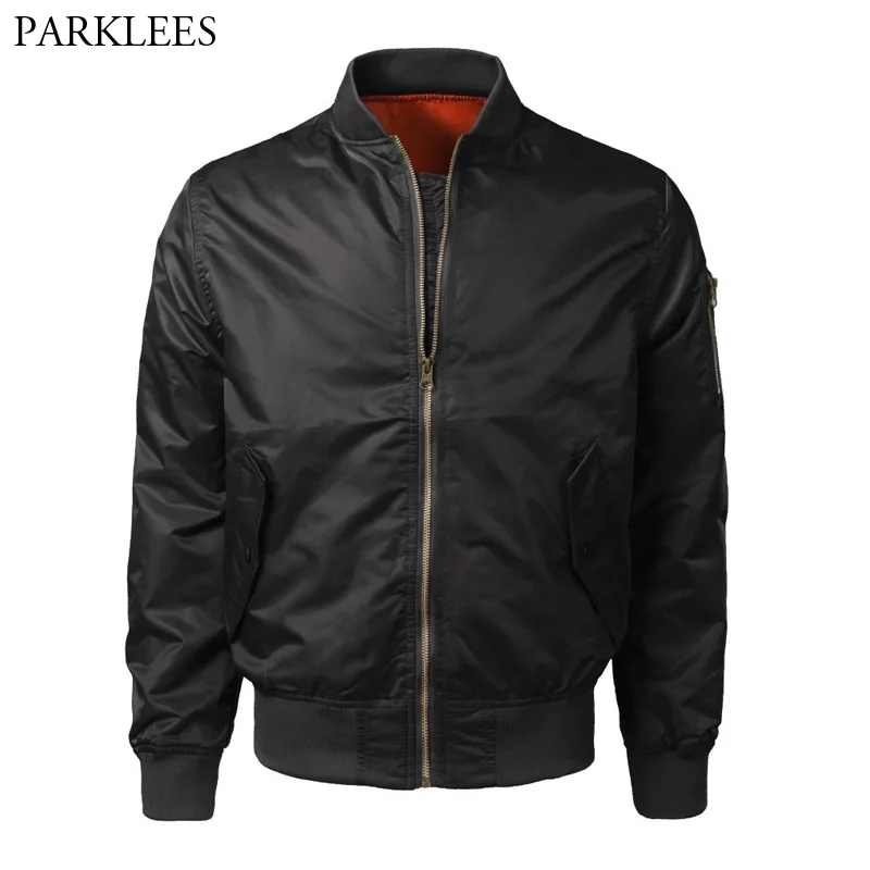 Мужская повседневная легсветильник куртка бомбер на молнии черная авиаторская