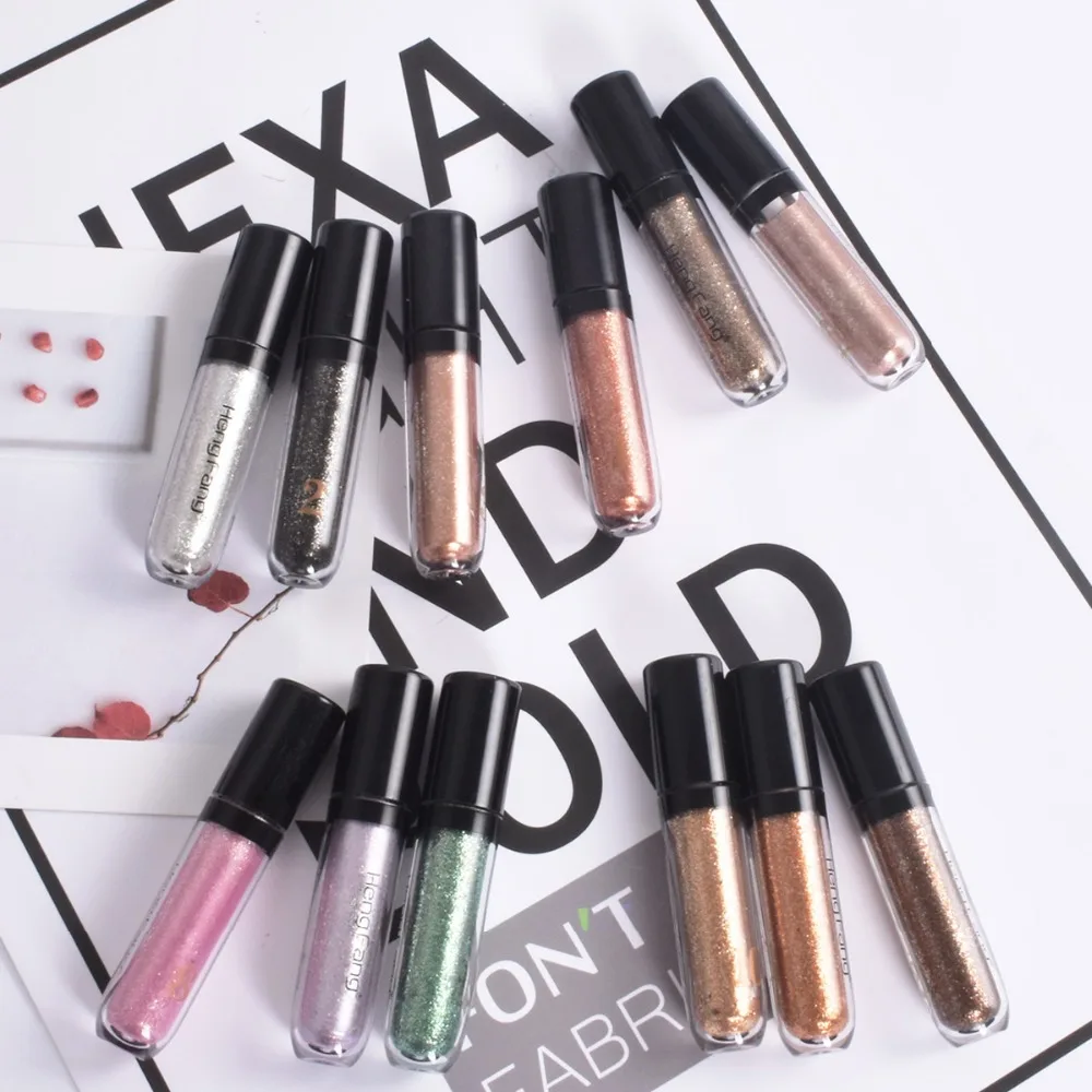 

6 color/set Hengfang Liquid Waterproof Diamond Glitter Eyeshadow Makeup Cosmetics White Copper Colors Brand Shimmer Eye Shadow